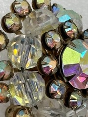 Vintage Domed Crystal Aurora Borealis Starburst Brooch Open Back Frame, Unsigned