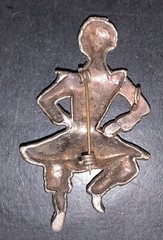 Vintage Brooch Pendant Gold Tone Russian Dancer Multicolor Cabochons