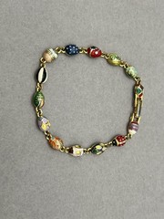 VTG Joan Rivers Egg Link Bracelet Set, Signed Multicolor Enamel Egg Bracelets