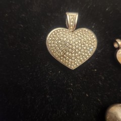 Vintage Heart Pendant Lot Mixed Materials And Styles