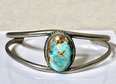 Alpaca Mexico Silver Cuff Bracelet Turquoise Adjustable