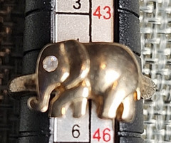 Vintage Sterling Silver Seta Elephant Ring Gold Plated Vermeil CZ Eye 3.25