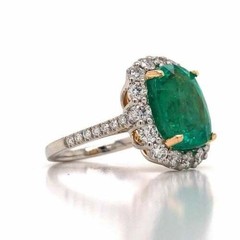 Antique Art Deco 5.30 Ct Natural Emerald Vintage Wedding Ring 14K White Gold FN
