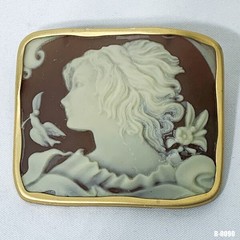 Antique Style Gold Resin Cameo Bird Brooch Pendant Top Square 55x45mm From Japan