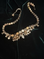 Vintage 1950s Weiss Style Olive Green Olivine Rhinestone Choker Necklace