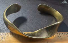 Brass cuff bracelet – signed SC anchor – 2.25 inch diameter – twisted