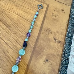 Vintage Carved Jade Rose And Amethyst Quartz Necklace Balance Wellness Luck