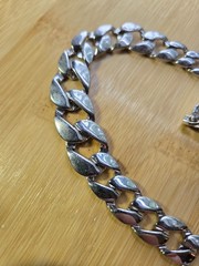 Monet Signed Cuban Link Silver Tone Chain Necklace 18″