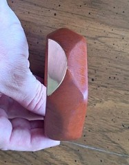 1″ Vintage Hexagon Geometric Goldtone & Wood Chunky Bangle Bracelet