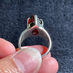 VTG – Starborn Etched Spessartite Garnet on Wide Band 925 Sterling -Sz 6.75 -10g