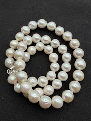 JTV Semi Baroque Graduated Pearl Necklace Sterling Silver 925