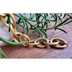Chunky Matte Gold Tone Link Bracelet | Textured Satin Finish | Signed RL China