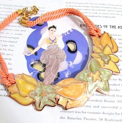 VTG Runway MONET 17″ Book Pc ENAMEL Pearlescent Pastel FLORAL NECKLACE Garland