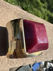 NEW Ann Taylor LOFT Gold Semi Precious Stone Cuff Bracelet Burgundy Wine Square