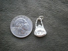 Purse Handbag Vintage Solid Shiny Sterling Silver Bracelet Charm Pendant 3.1g