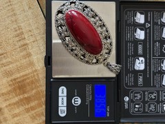 Vintage Mexico Sterling Silver Red Jasper Gemstone Pendant 925