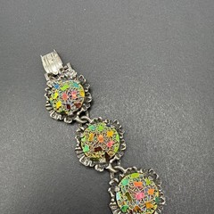 Judy Lee Unsigned Necklace Earrings Set Iridescent Glass 7” J8