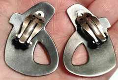 Vintage Signed Jane Koplewitz Sterling Silver Modernist Abstract Clip Earrings