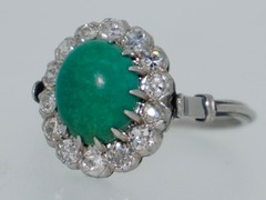 Antique Platinum Turquoise Diamond Halo Ring