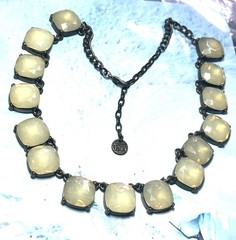 Vintage Sweet Lola Foiled Champagne Rhinestone Gold Tone Necklace, 21″