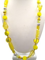Lemony Yellow Lucite Parure, Cheerful Beads with Unique Pierced Styles on Single