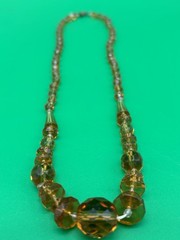 Antique Art Nouveau Cut Crystal Amber Costume Jewelry Necklace Art Deco – 01