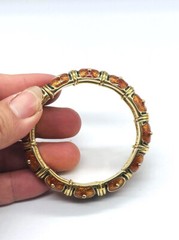 Vtg JOAN RIVERS Multicolor Enamel Golden Orange Black Bangle Diameter 2.25”