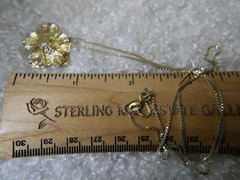 Hibiscus white stone VERMEIL 0.925 Sterling Silver Estate 20″ BOX Chain Necklace