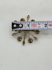 Vintage MCM StarBurst Art Deco Gold Tone Pearl Pin Back 1.5” Brooch RARE