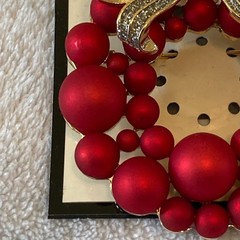 Napier Brooch Women’s Red Christmas Wreath Balls Pin Bow Cubic Zirconia