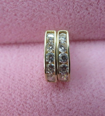 Vintage 14K Solid Y. Gold U-Leverback CZ Earrings 1.29 Grams (#401)