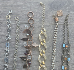 Modern Bracelet Lot Clasp 7-8″ Mixed Metals lot of 6 Signed Marcasite