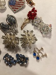Lot Mixed Vintage Jewelry Pins Clip Earrings + Very Good Condition