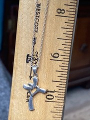 VTG Lightweight 925 Sterling Silver Cross Heart Pendant & 18″ Chain Necklace
