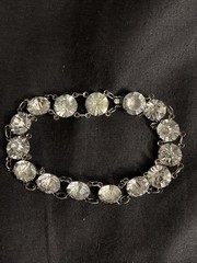 Antique Art Deco Sterling Silver 925 Paste Diamond Bracelet 7.2”Earrings Set 30s