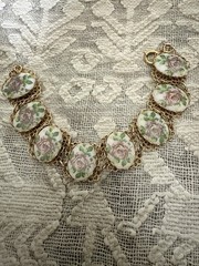 Vintage Lavender Rose Bracelet Yellow Gold Filled 7.25 Inches