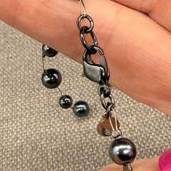 Vintage Carol Lee Necklace Black Imitation Pearl Beaded Choker Signed