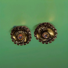Signed Edlee Beautiful Vintage Clip-on Rhinestone Earrings
