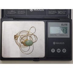14K Yellow Gold Jade & Diamond Pendant on Flat Twisted Cable Chain Necklace