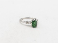Vintage $6000 2.30ct Natural Tsavorite Garnet Diamond Platinum Ring 5g