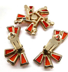 Juliana D&E Orange Colored Keystone and Chanton Brooch and Earrings!