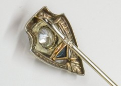Vintage Art Deco 14k white gold Natural diamond filigree stick pin 1920’s