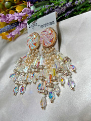 Glamorous Signed Chipita Simulated Pearl Cut AB Crystal Bead Clip-on Earrings