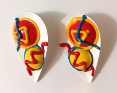 Mod Wild 90’s Abstract Bright Colored Earrings, Acrylic & Metal