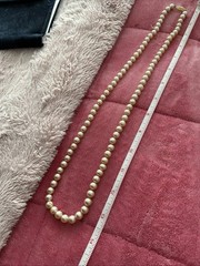 Vintage Nephrite Jade Bead Necklace Silver Clasp AND Faux Pearl Necklace