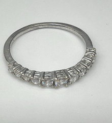 Sterling Silver White CZ Wedding Band Half Eternity Ring Engagement Size 8.25