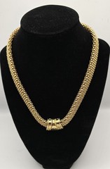 Vintage Etruscan Revival Gold Tone Mesh Collar Necklace Bracelet Jewelry Set
