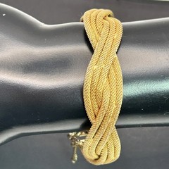 Vintage Francois Gold Tone Twisted Multi Strand Mesh Bracelet Signed Mid Century
