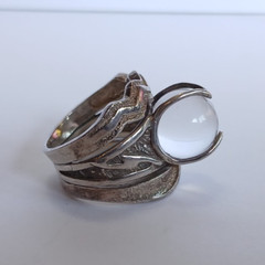VINTAGE STERLING SILVER CRYSTAL ORB LIGHTNING AND SHOOTING STAR RING SIZE 5