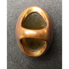 Vintage Copper Tone Ring Large Amber Tone Cabochon Mod Statement Size 7